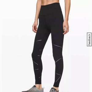 Lululemon Black Full Length Leggings with Silver Stitching size 4